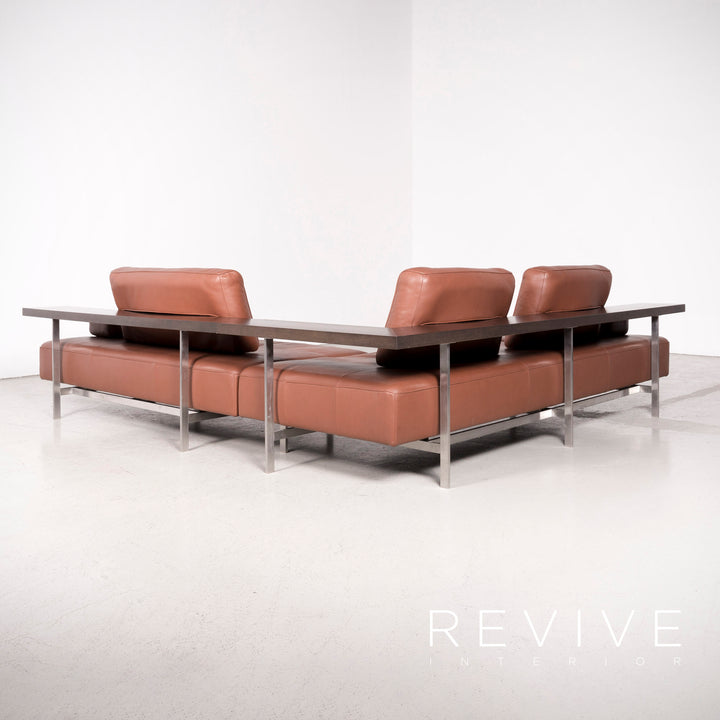 Rolf Benz Dono designer sofa brown genuine leather corner sofa couch #8089