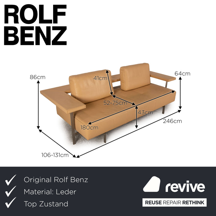 Rolf Benz Dono Leder Dreisitzer Beige Sofa Couch