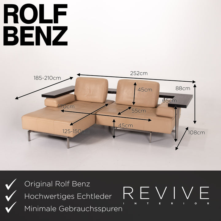 Rolf Benz Dono Leder Ecksofa Beige Sofa Couch #13618