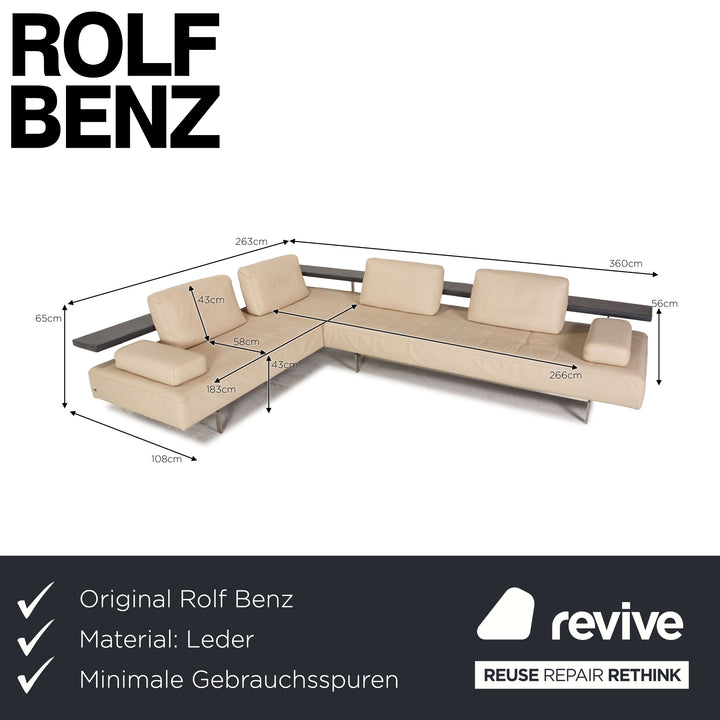 Rolf Benz Dono Leather Corner Sofa Beige Sofa Couch