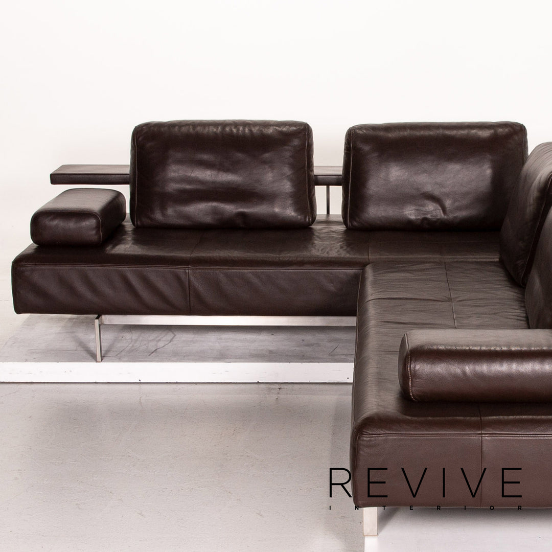 Rolf Benz Dono leather corner sofa brown dark brown function sofa couch #14927