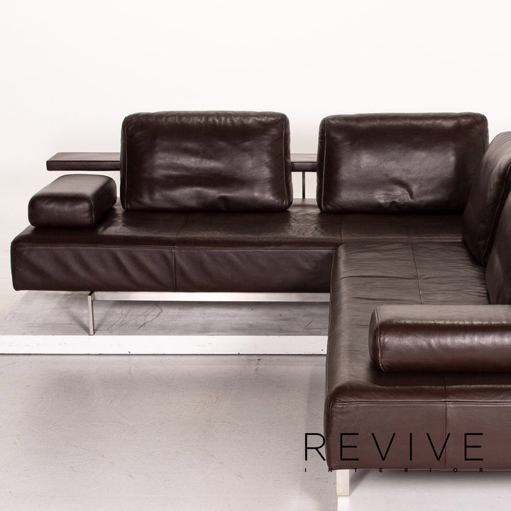 Rolf Benz Dono leather corner sofa brown dark brown function sofa couch #14927