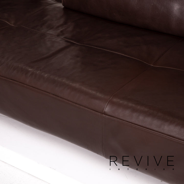 Rolf Benz Dono leather corner sofa brown dark brown function sofa couch #14927