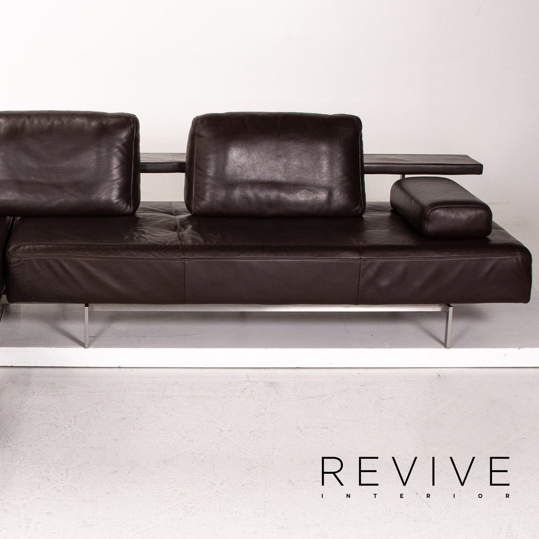 Rolf Benz Dono leather corner sofa brown dark brown function sofa couch #14927