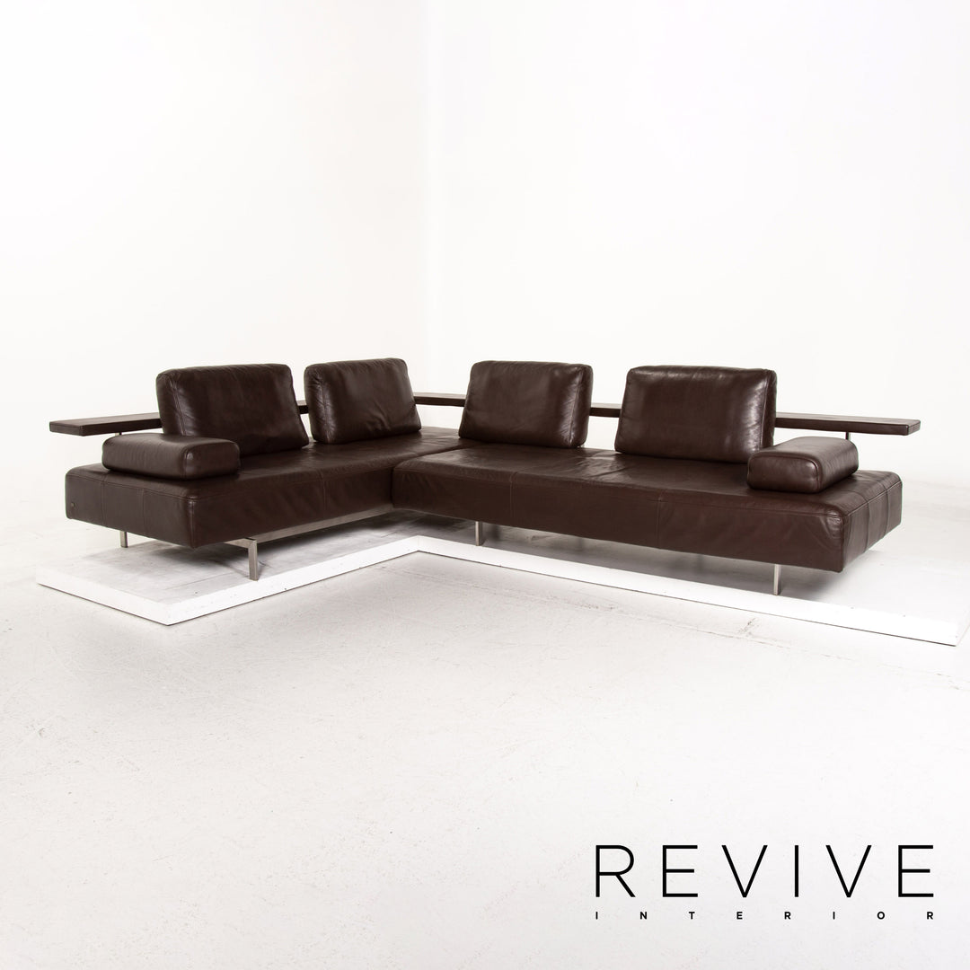 Rolf Benz Dono leather corner sofa brown dark brown function sofa couch #14927
