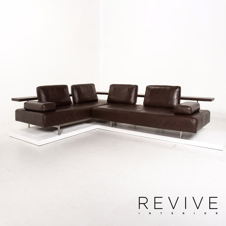 Rolf Benz Dono leather corner sofa brown dark brown function sofa couch #14927