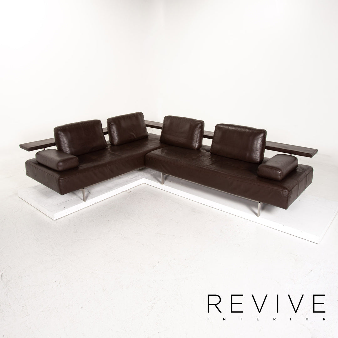 Rolf Benz Dono leather corner sofa brown dark brown function sofa couch #14927