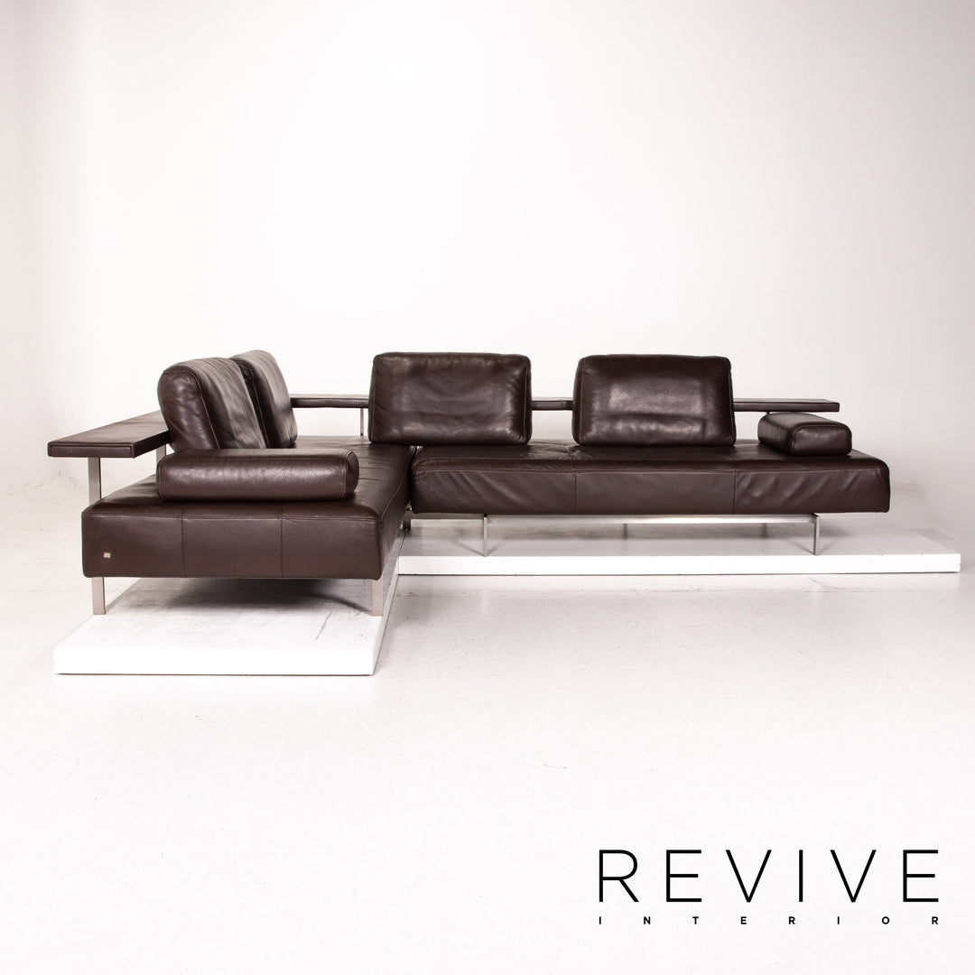 Rolf Benz Dono leather corner sofa brown dark brown function sofa couch #14927