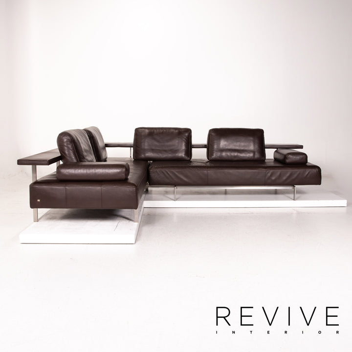 Rolf Benz Dono leather corner sofa brown dark brown function sofa couch #14927