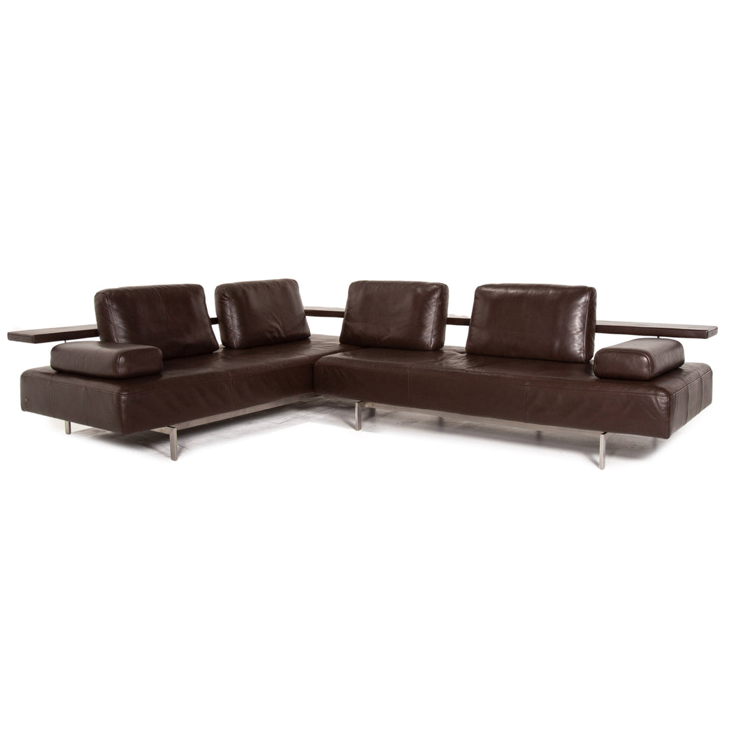 Rolf Benz Dono leather corner sofa brown dark brown function sofa couch #14927