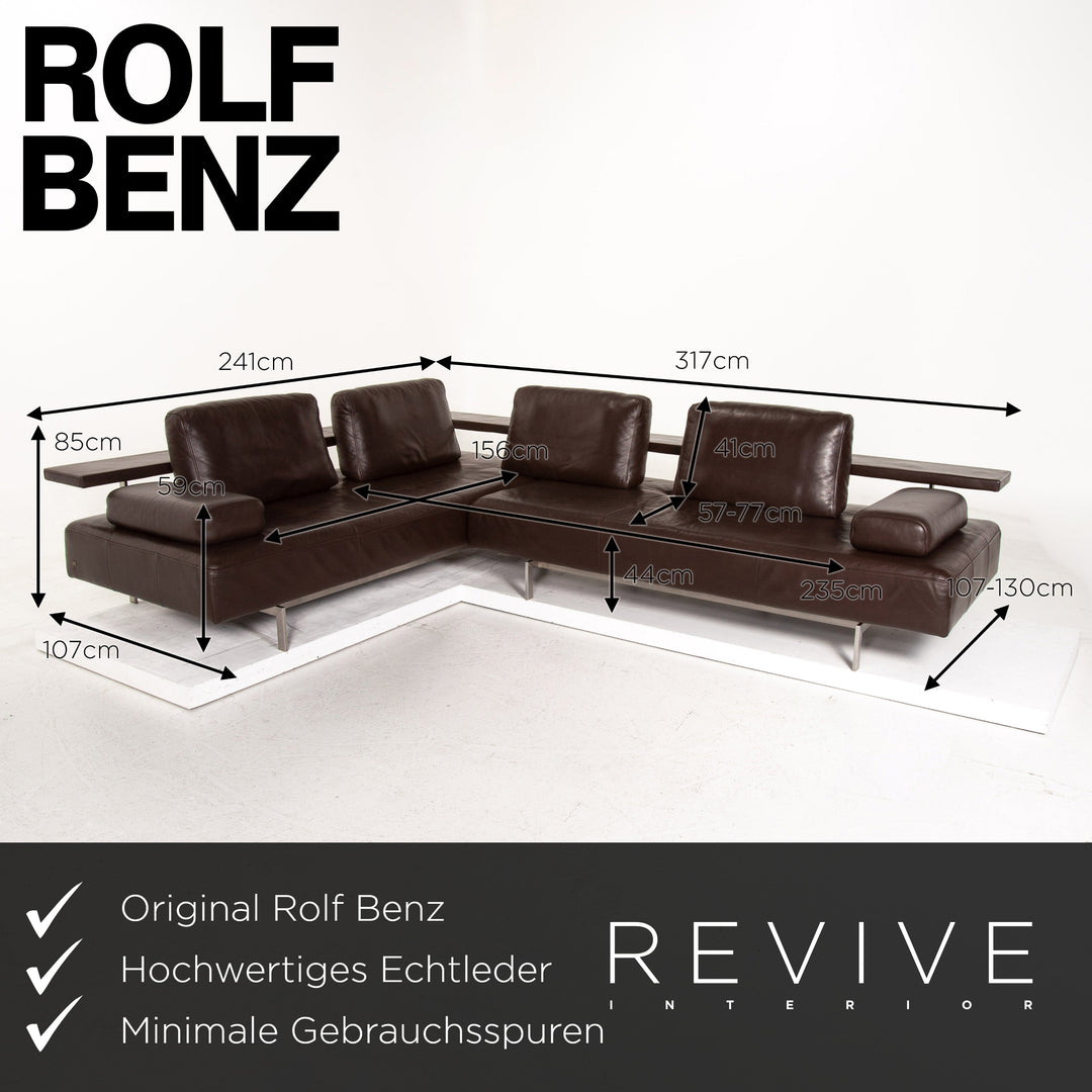 Rolf Benz Dono leather corner sofa brown dark brown function sofa couch #14927