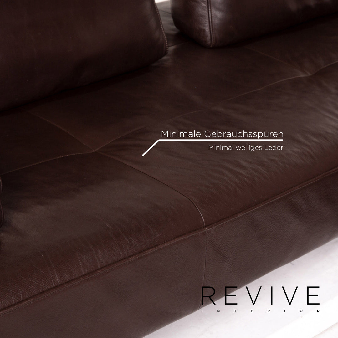 Rolf Benz Dono leather corner sofa brown dark brown function sofa couch #14927