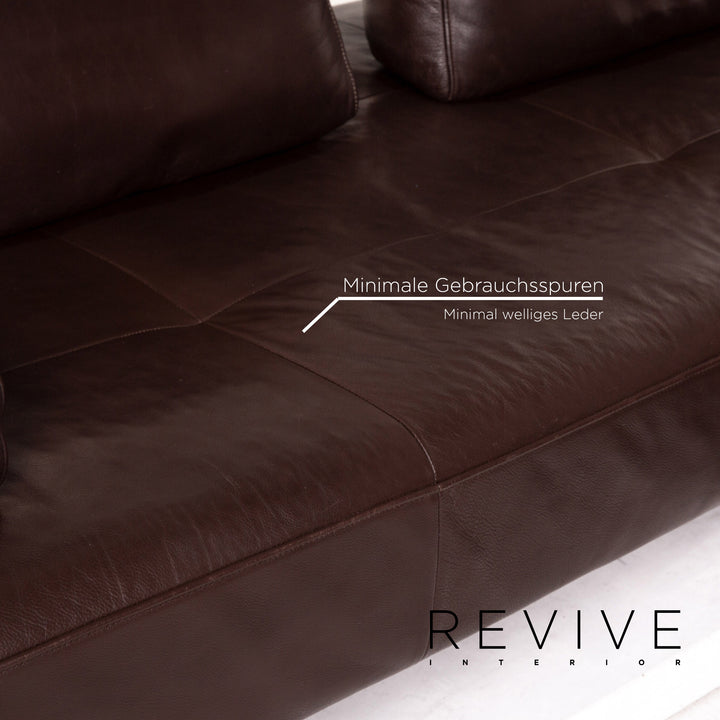 Rolf Benz Dono leather corner sofa brown dark brown function sofa couch #14927