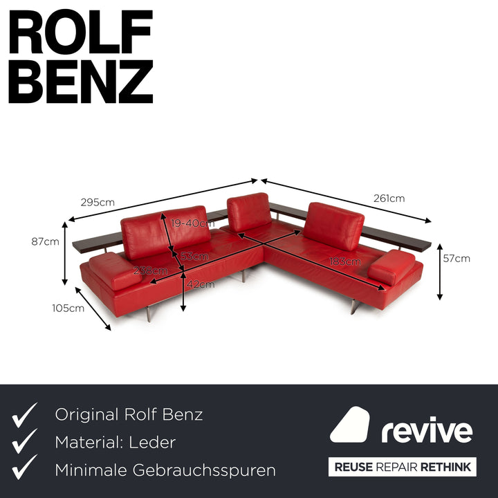 Rolf Benz Dono Leather Corner Sofa Red Couch Sofa