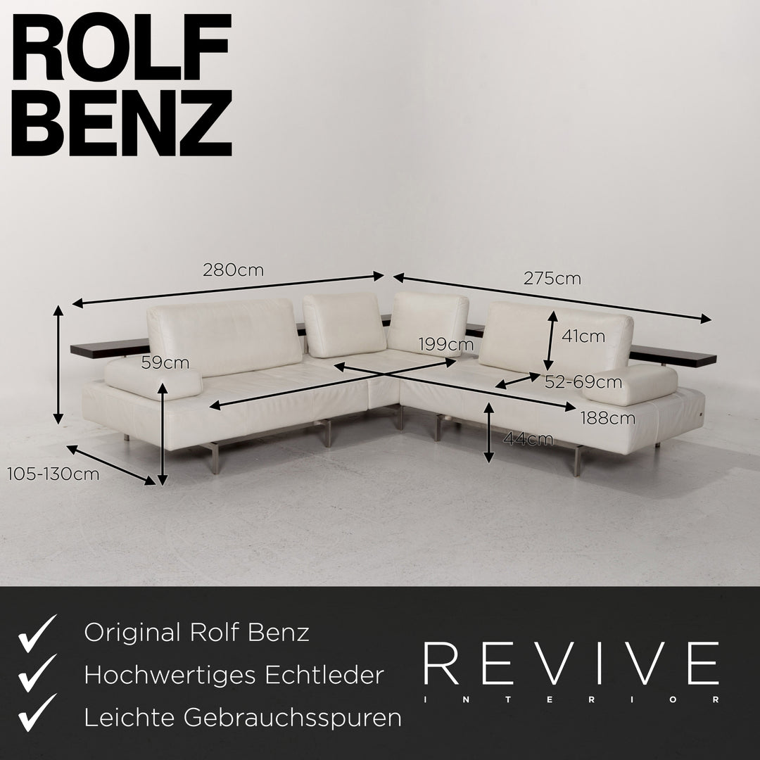 Rolf Benz Dono Leather Corner Sofa White Sofa Couch #13243