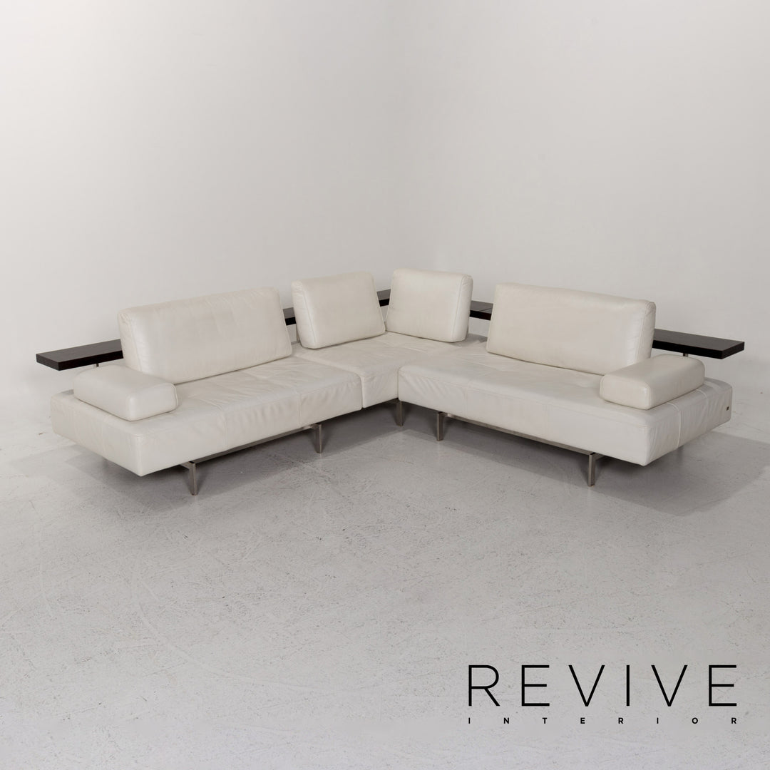Rolf Benz Dono Leather Corner Sofa White Sofa Couch #13243