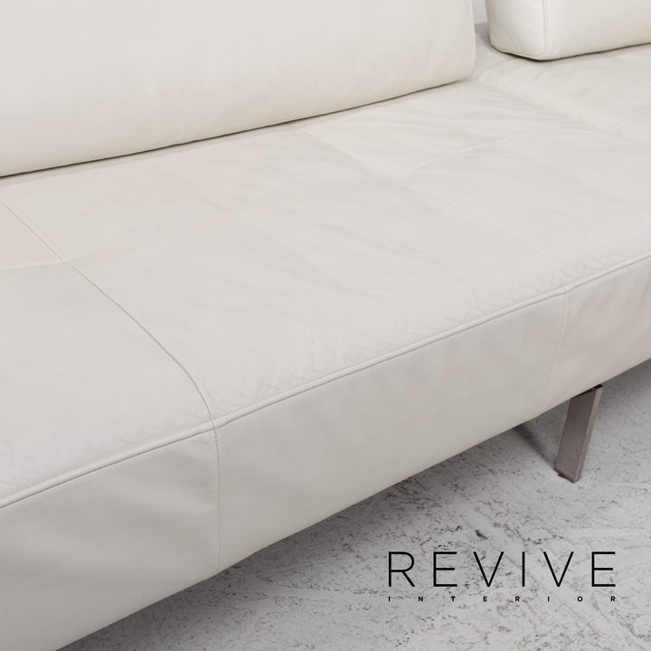 Rolf Benz Dono Leather Corner Sofa White Sofa Couch #13243