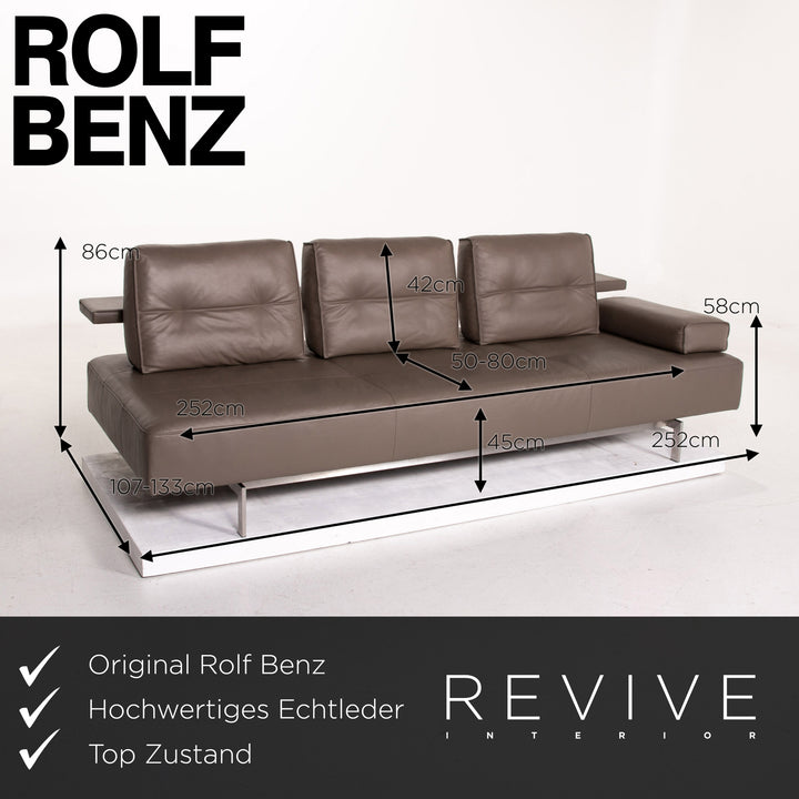Rolf Benz Dono Leder Sofa Braun Dreisitzer Couch #14464