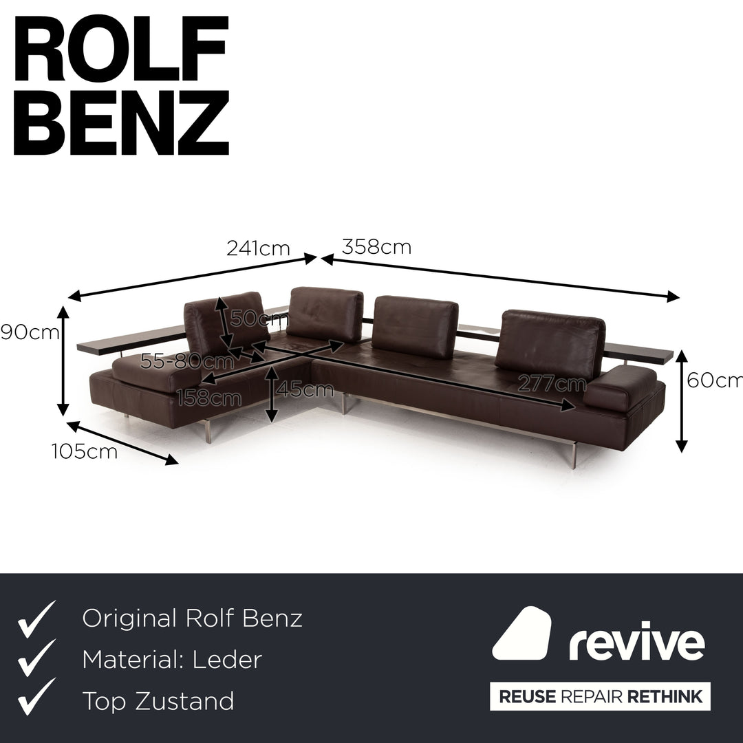 Rolf Benz Dono Leather Sofa Brown Corner Sofa Couch