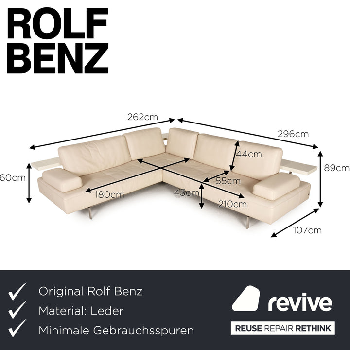 Rolf Benz Dono Leder Sofa Creme Ecksofa Couch