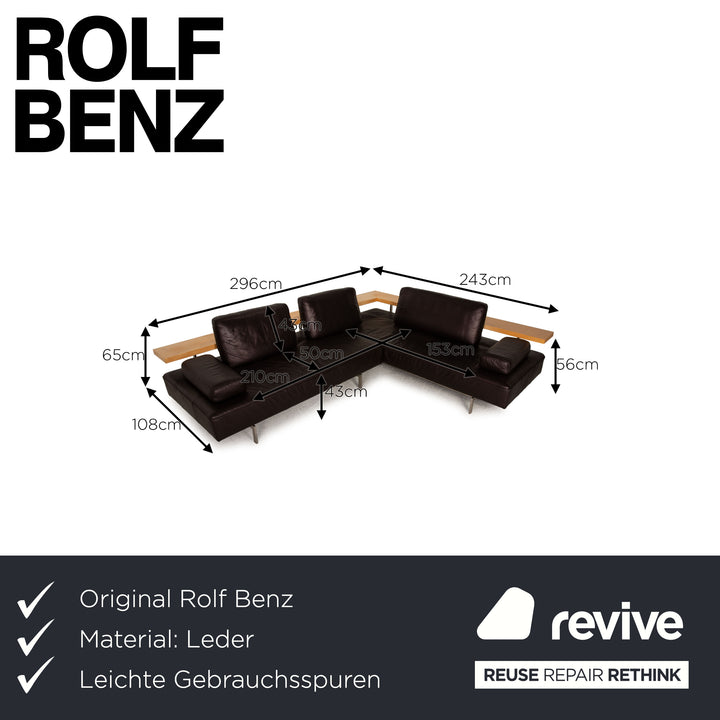 Rolf Benz Dono Leder Sofa dunkelbraun Ecksofa Couch