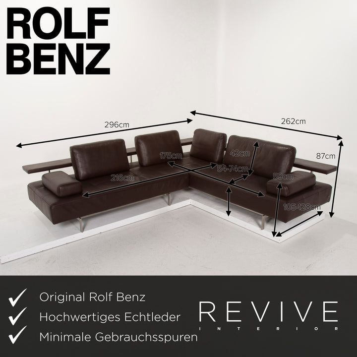 Rolf Benz Dono Leather Sofa Dark Brown Corner Sofa Feature #15282