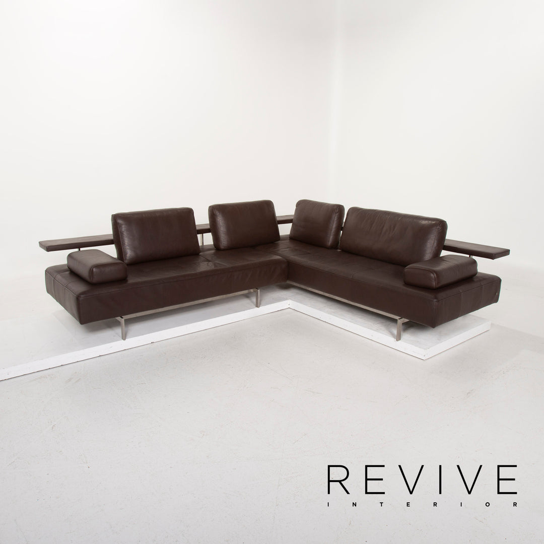Rolf Benz Dono Leather Sofa Dark Brown Corner Sofa Feature #15282