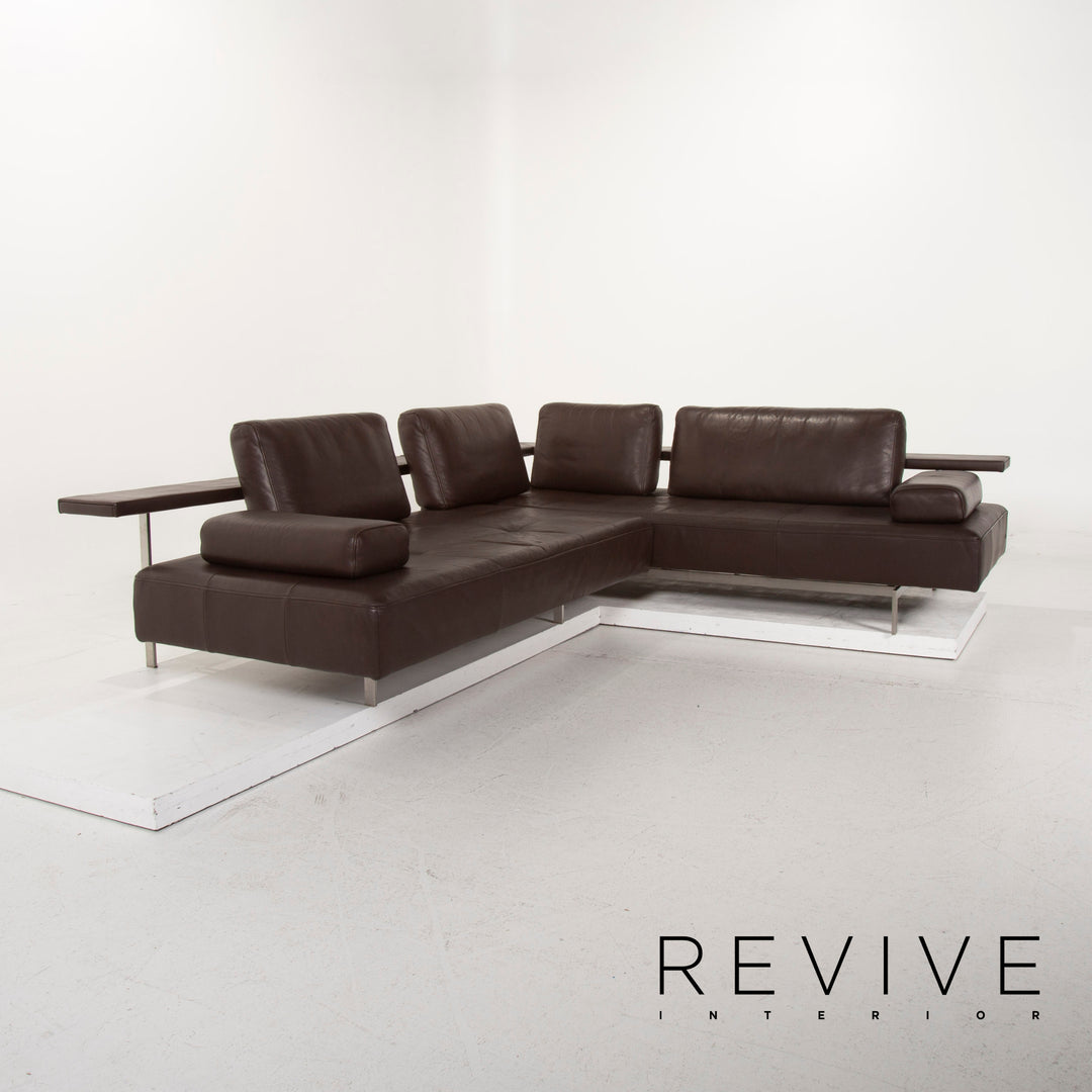 Rolf Benz Dono Leather Sofa Dark Brown Corner Sofa Feature #15282