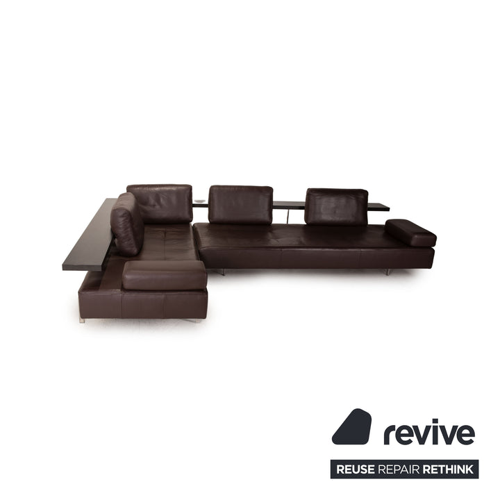 Rolf Benz Dono leather sofa set brown 1x corner sofa 1x stool