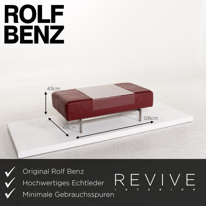 Rolf Benz Dono Leder Sofa Garnitur Rot 1x Dreisitzer 1x Hocker #13341