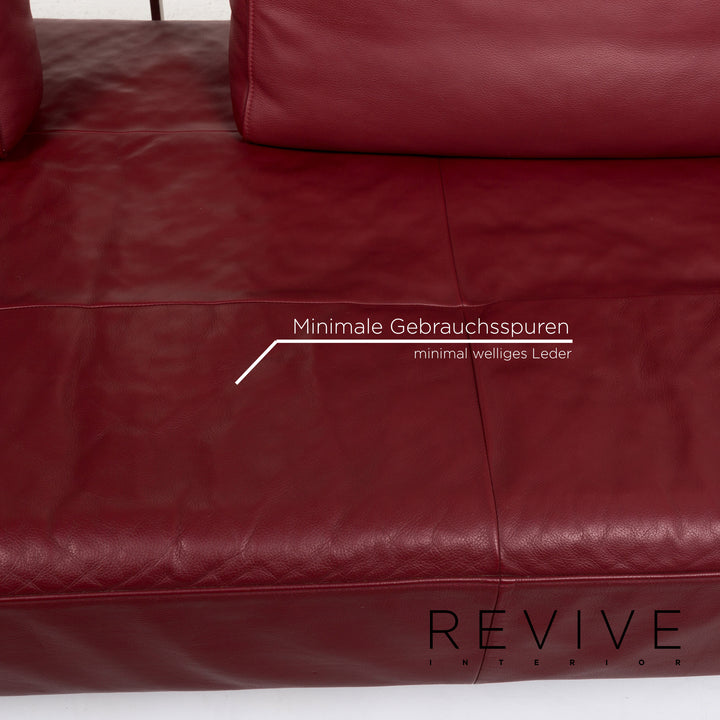 Rolf Benz Dono Leder Sofa Rot Dreisitzer Couch #13212