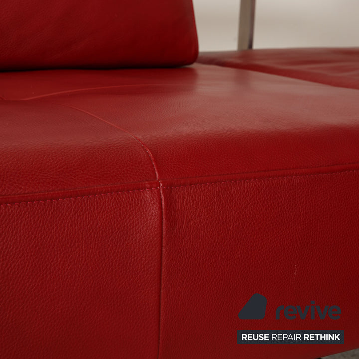 Rolf Benz Dono Leather Sofa Red Corner Sofa Couch