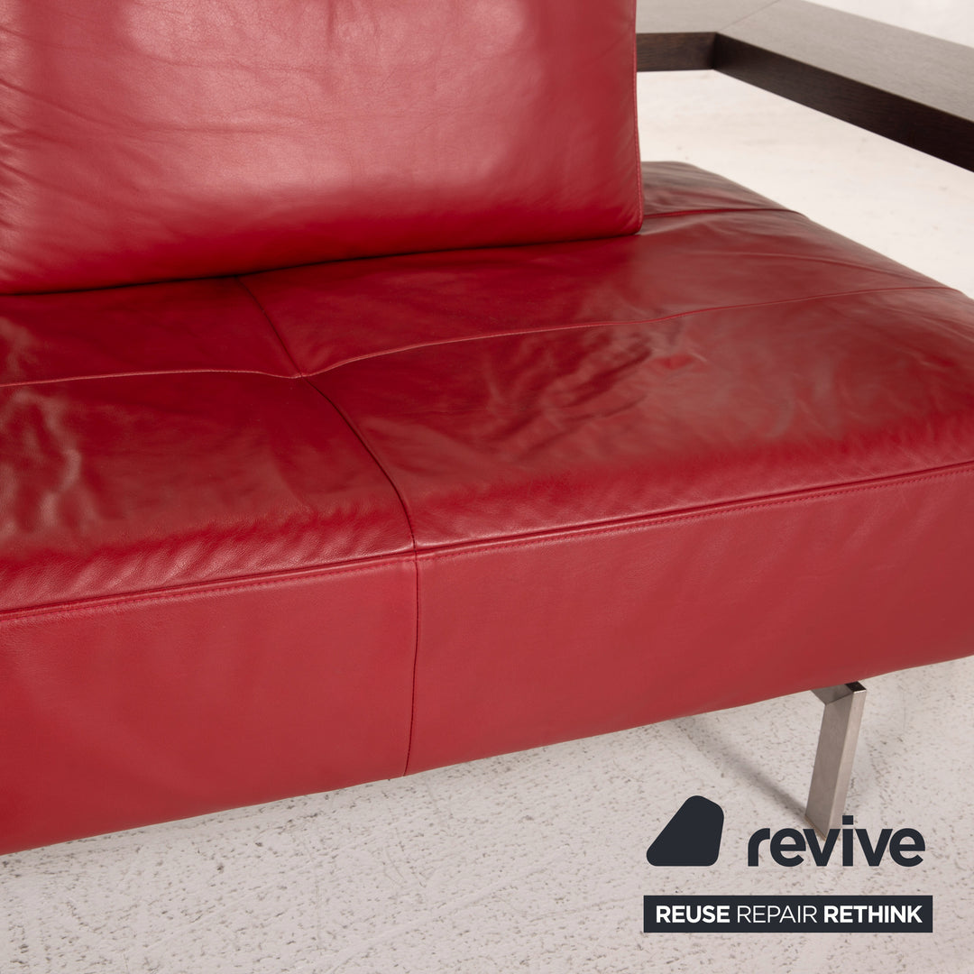 Rolf Benz Dono Leder Sofa Rot Zweisitzer Couch