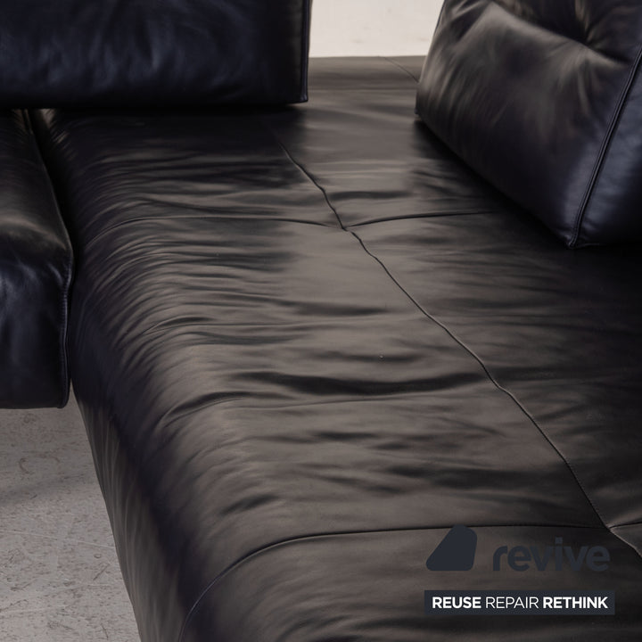 Rolf Benz Dono Leather Sofa Black Corner Sofa Couch