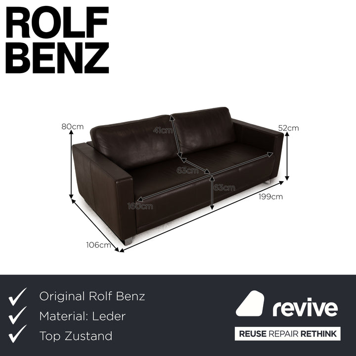 Rolf Benz EGO Leder Dreisitzer Braun Dunkelbraun Couch Sofa