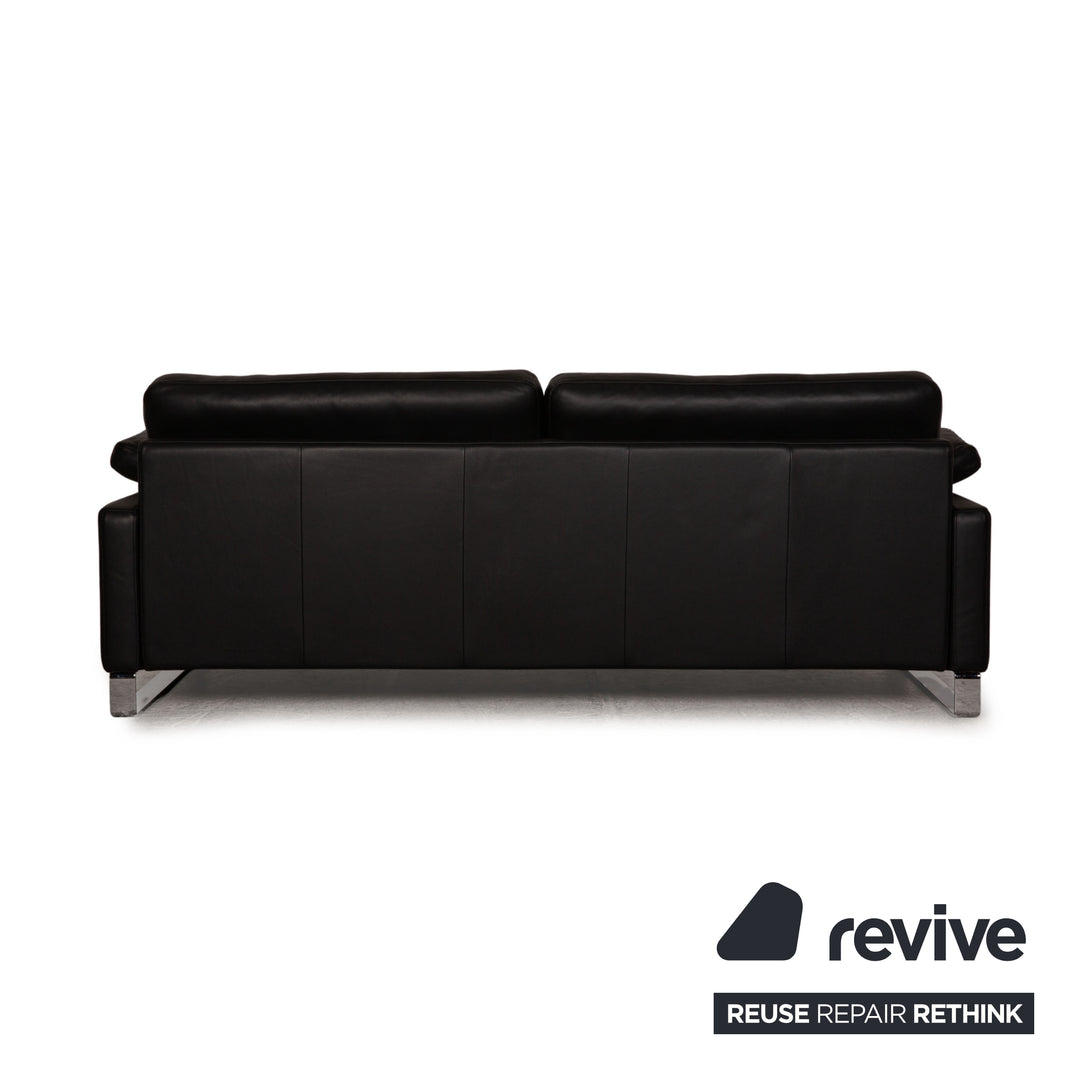 Rolf Benz Ego leather three-seater black sofa couch