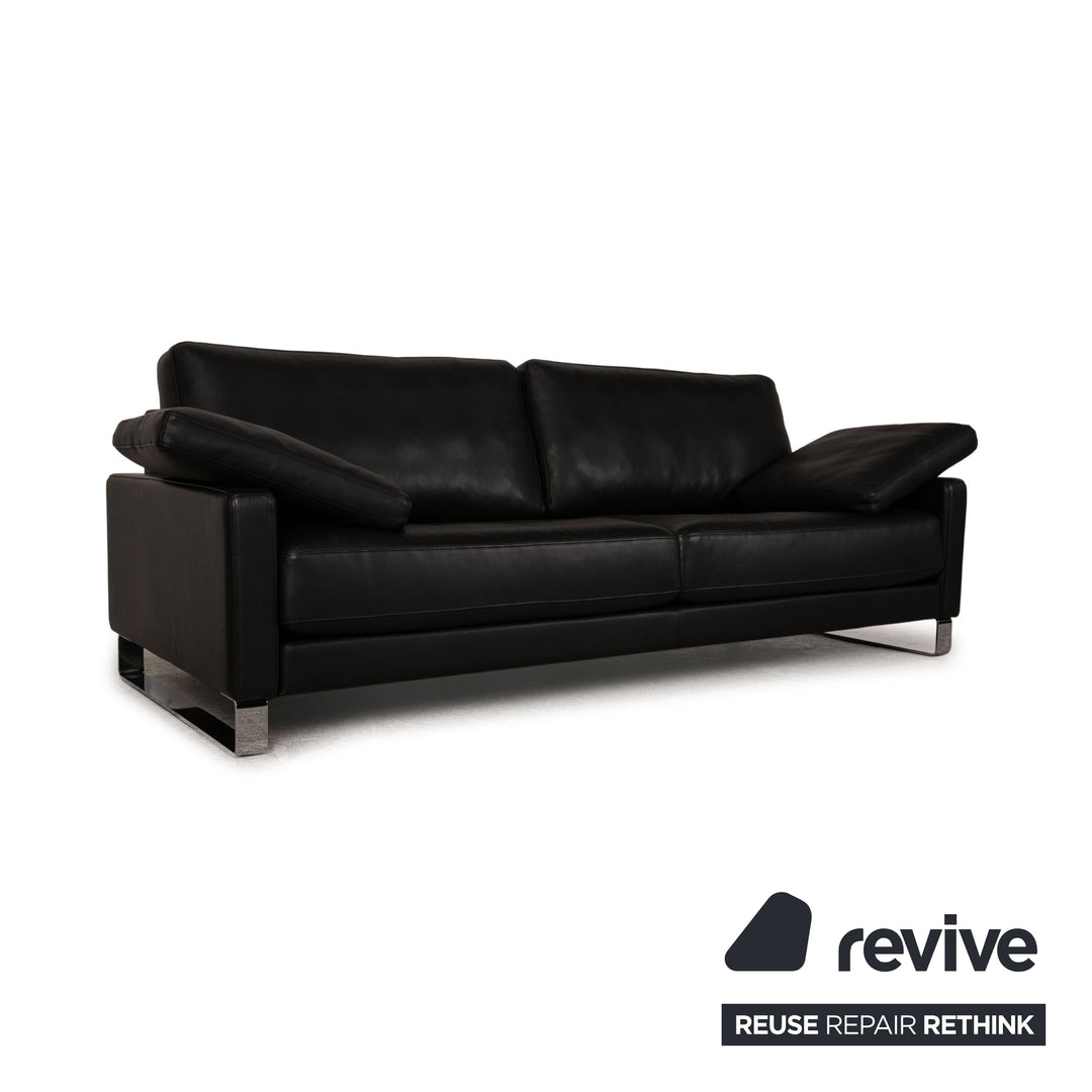 Rolf Benz Ego leather three-seater black sofa couch
