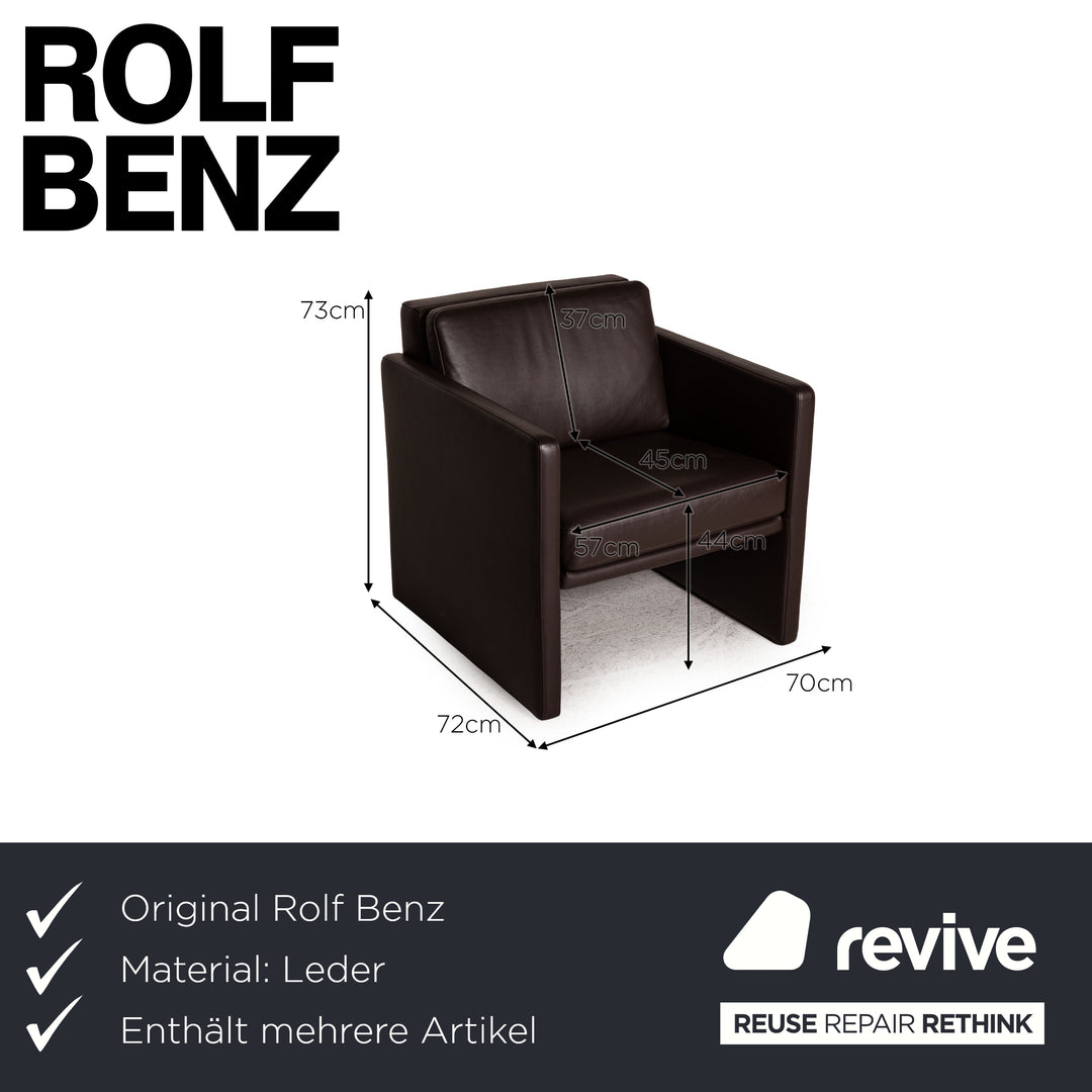 Rolf Benz Ego leather armchair set dark brown 2x armchair