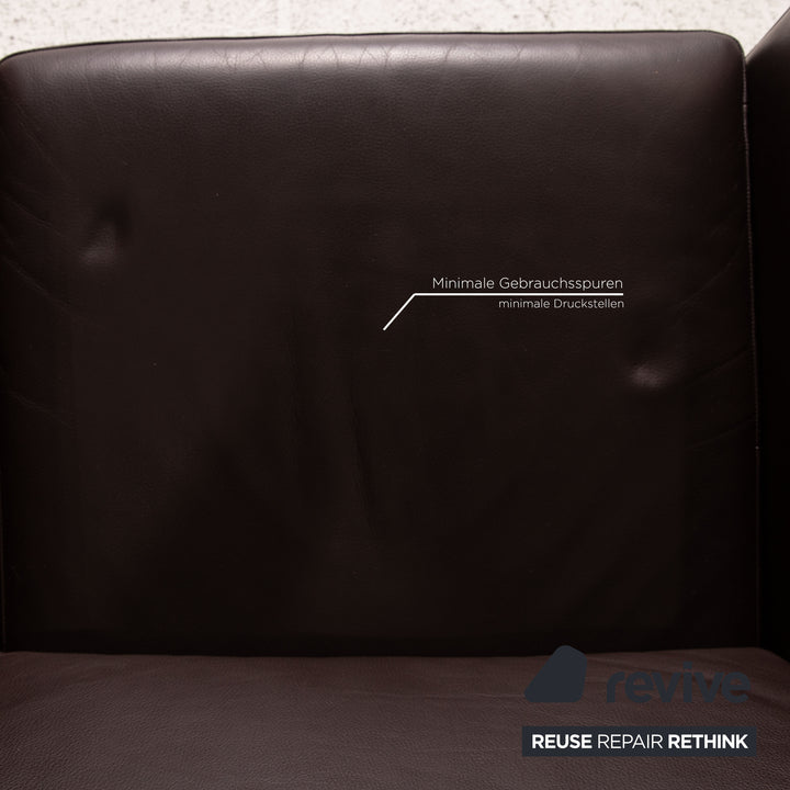 Rolf Benz Ego leather armchair set dark brown 2x armchair