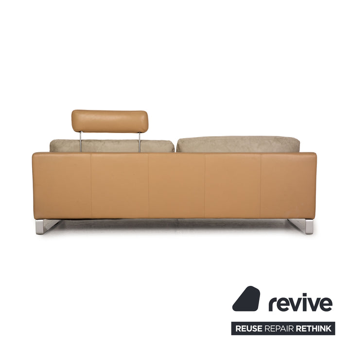 Rolf Benz Ego leather sofa beige four-seater couch