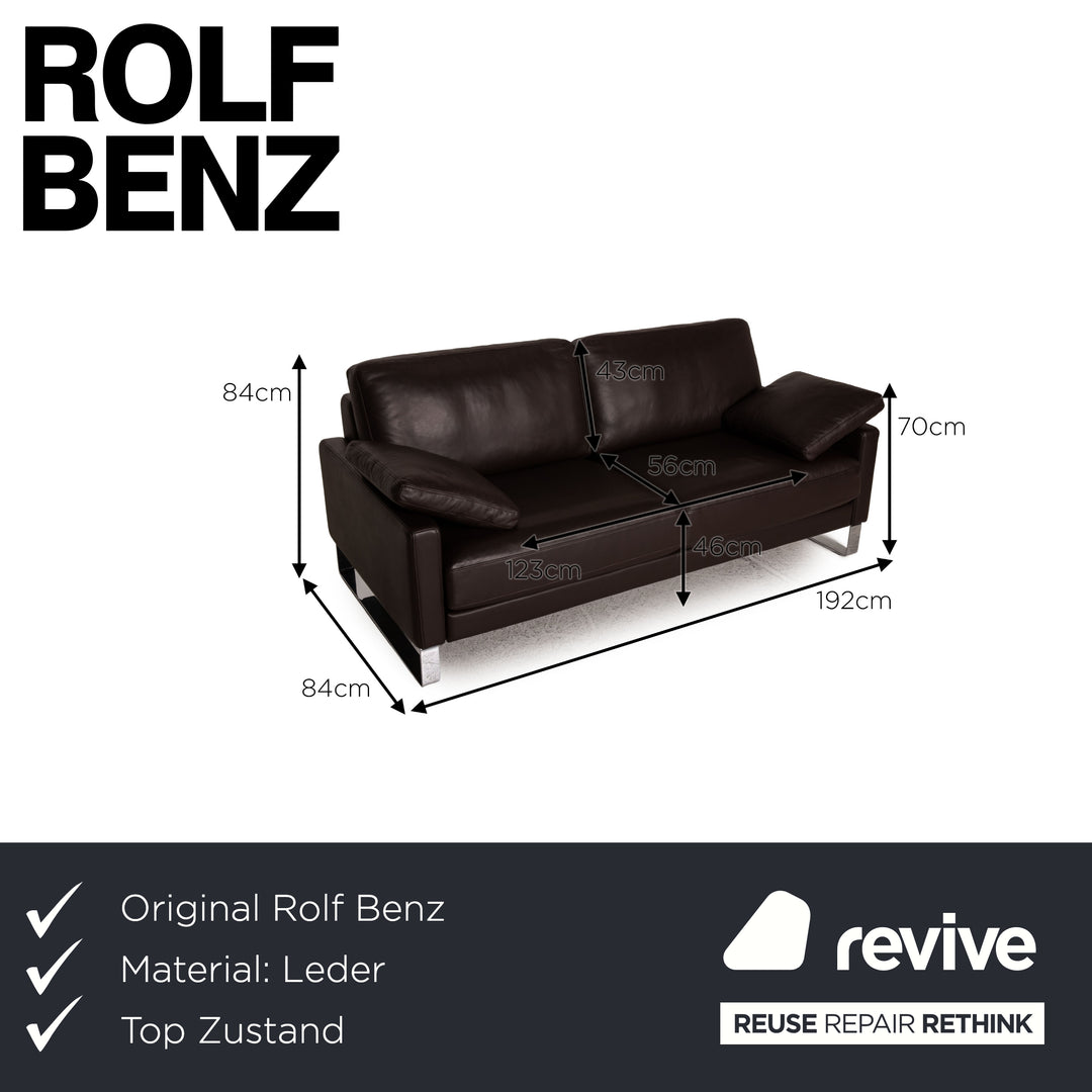 Rolf Benz Ego leather sofa dark brown two-seater couch