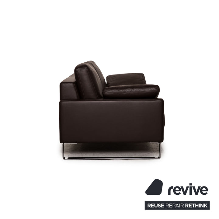 Rolf Benz Ego leather sofa dark brown two-seater couch