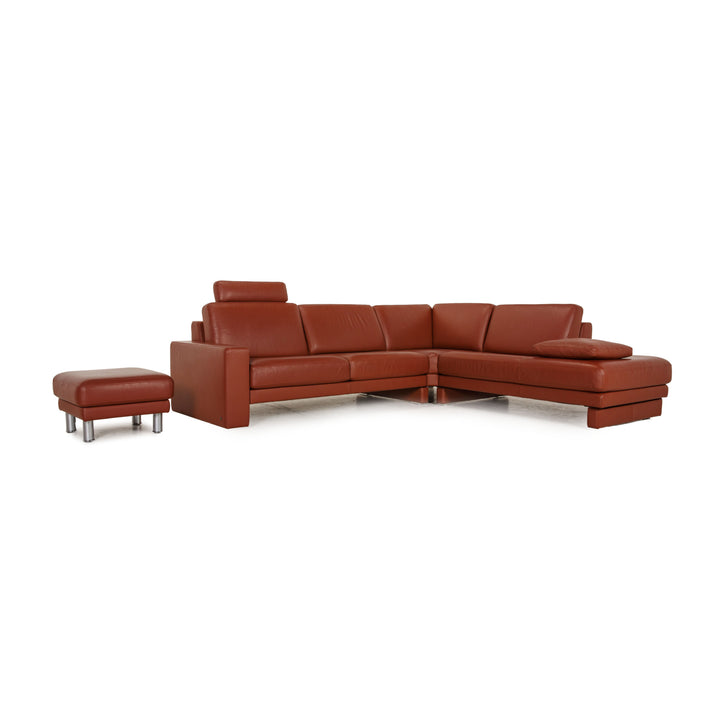Rolf Benz Ego leather sofa set brown corner sofa stool