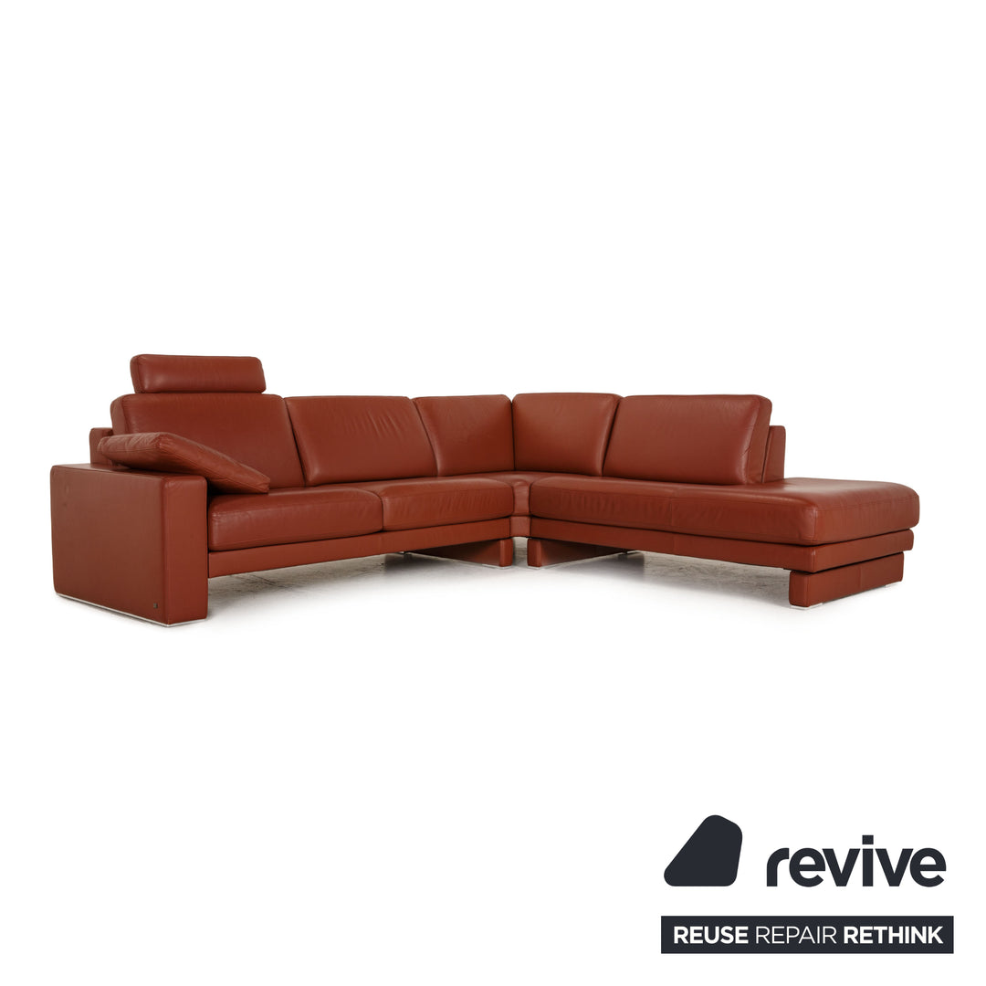 Rolf Benz Ego leather sofa set brown corner sofa stool