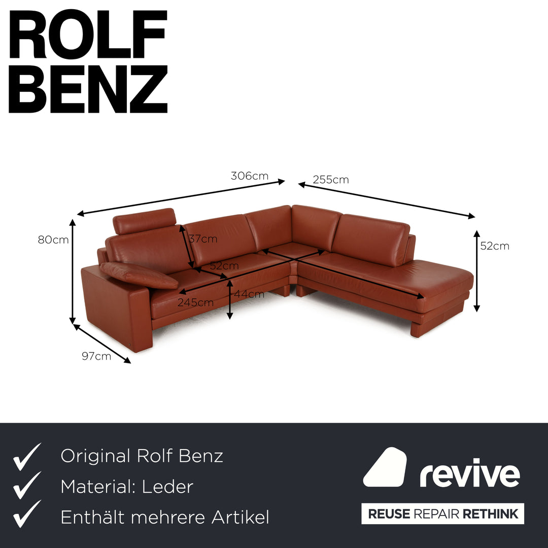 Rolf Benz Ego leather sofa set brown corner sofa stool