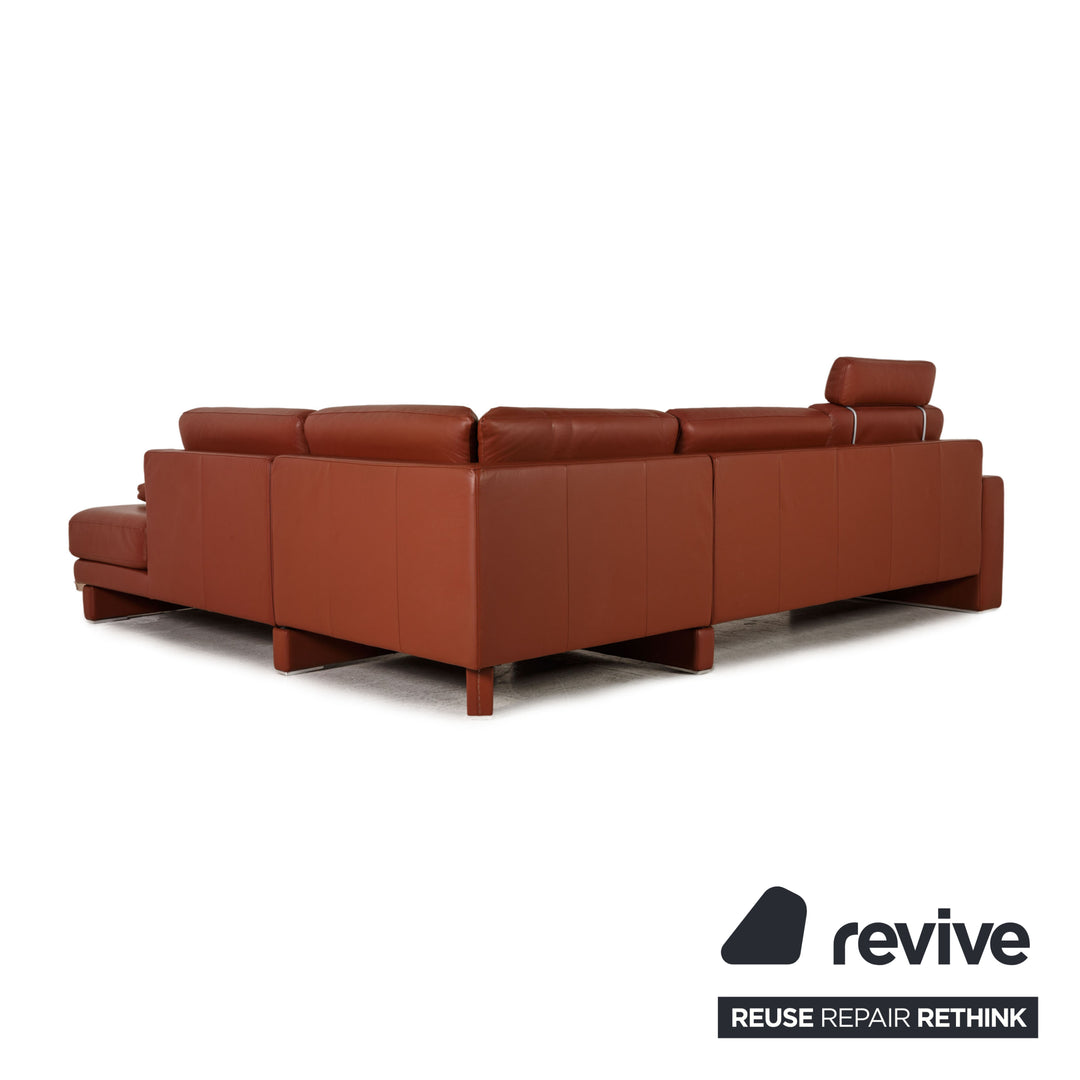 Rolf Benz Ego leather sofa set brown corner sofa stool