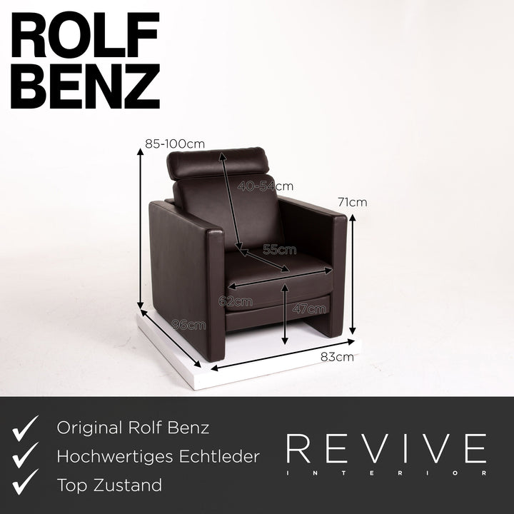 Rolf Benz Ego leather sofa set dark brown brown 1x three-seater 2x armchair #14323