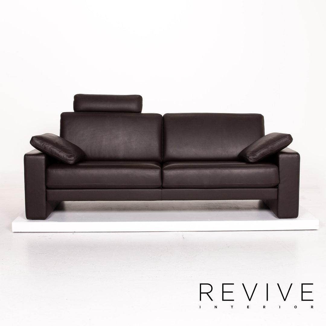 Rolf Benz Ego leather sofa set dark brown brown 1x three-seater 2x armchair #14323