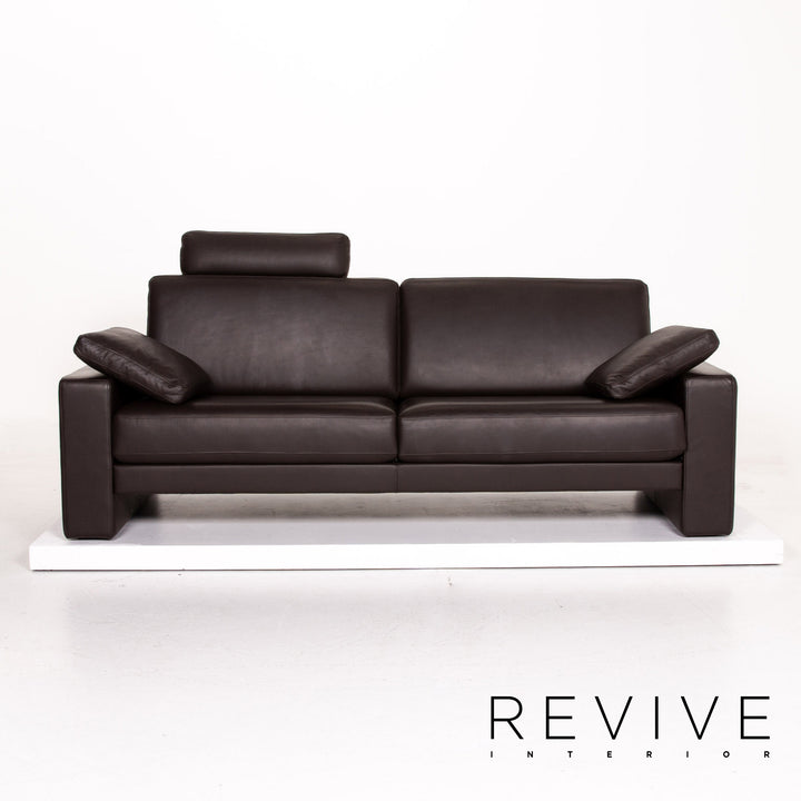 Rolf Benz Ego leather sofa set dark brown brown 1x three-seater 2x armchair #14323