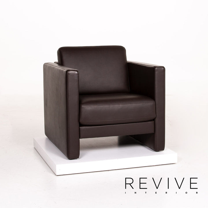 Rolf Benz Ego leather sofa set dark brown brown 1x three-seater 2x armchair #14323